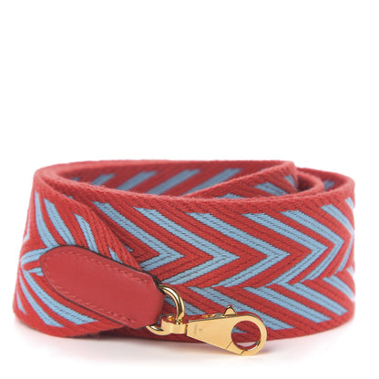 Hermes Toile Swift 50mm Sangle ZigZag Shoulder Strap Rouge De Coeur Bleu Du Nord 1 of 4