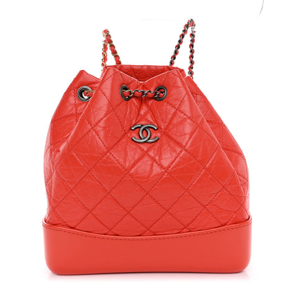 Chanel Aged Calfskin Quilted Small Gabrielle Backpack Orange 1 of 10