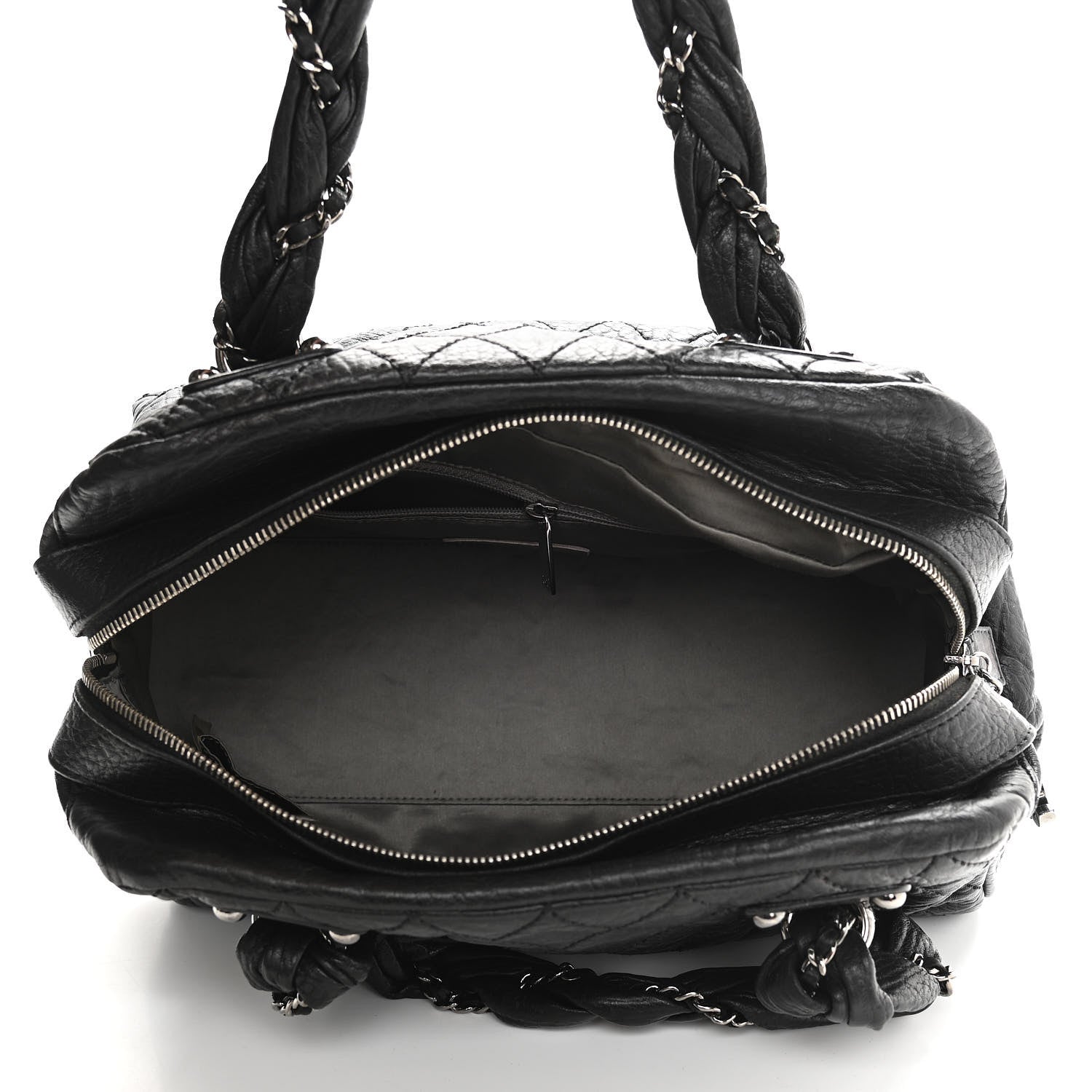 Chanel Distressed Lambskin Lady Braid Bowler Black 4 of 9