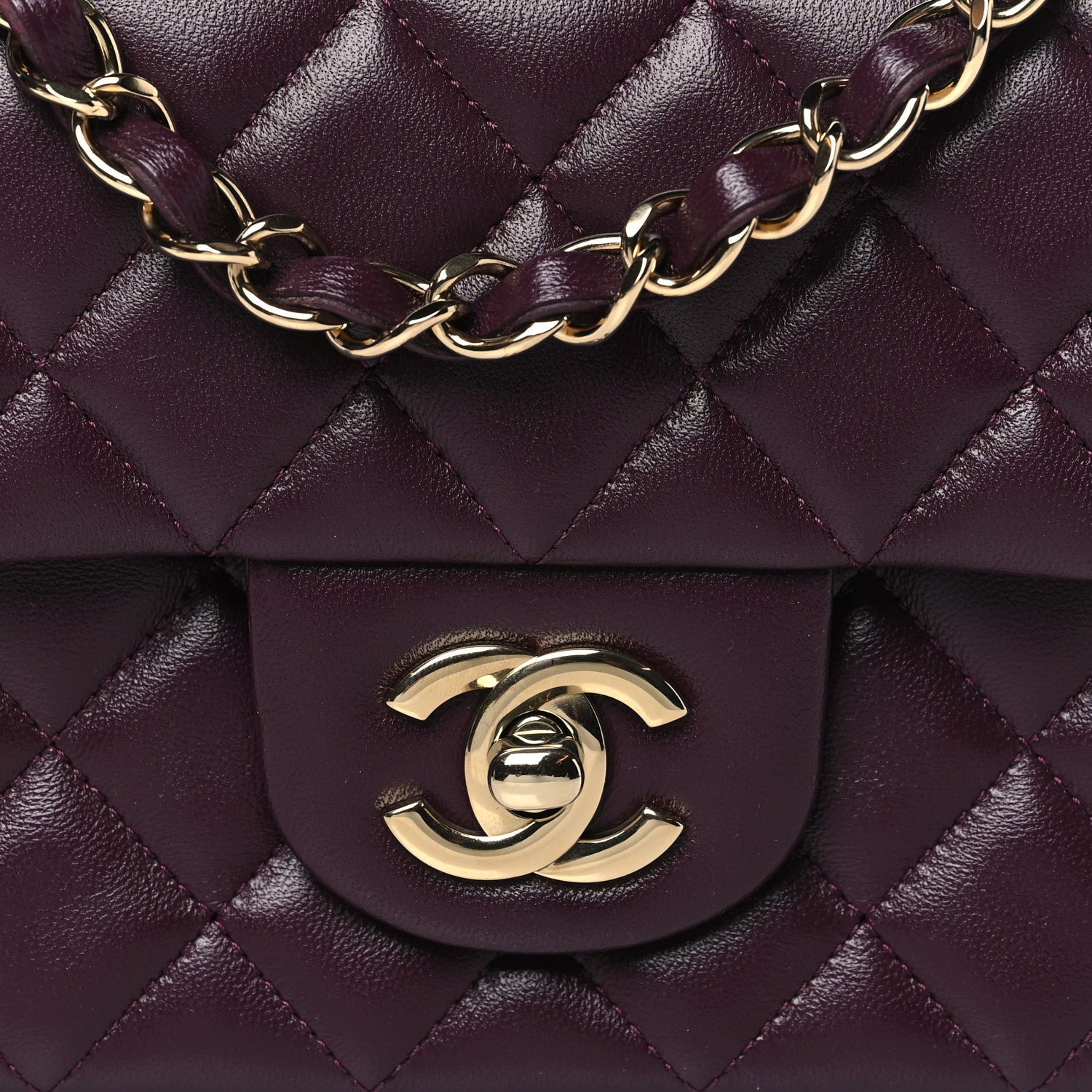 Chanel Lambskin Quilted Mini Rectangular Flap Burgundy 8 of 11