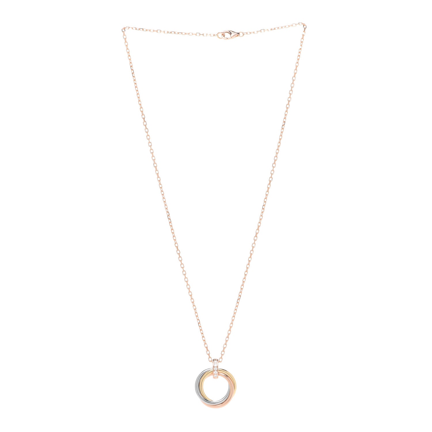 Cartier 18K Pink White Yellow Gold Diamond Trinity Pendant Necklace 3 of 8