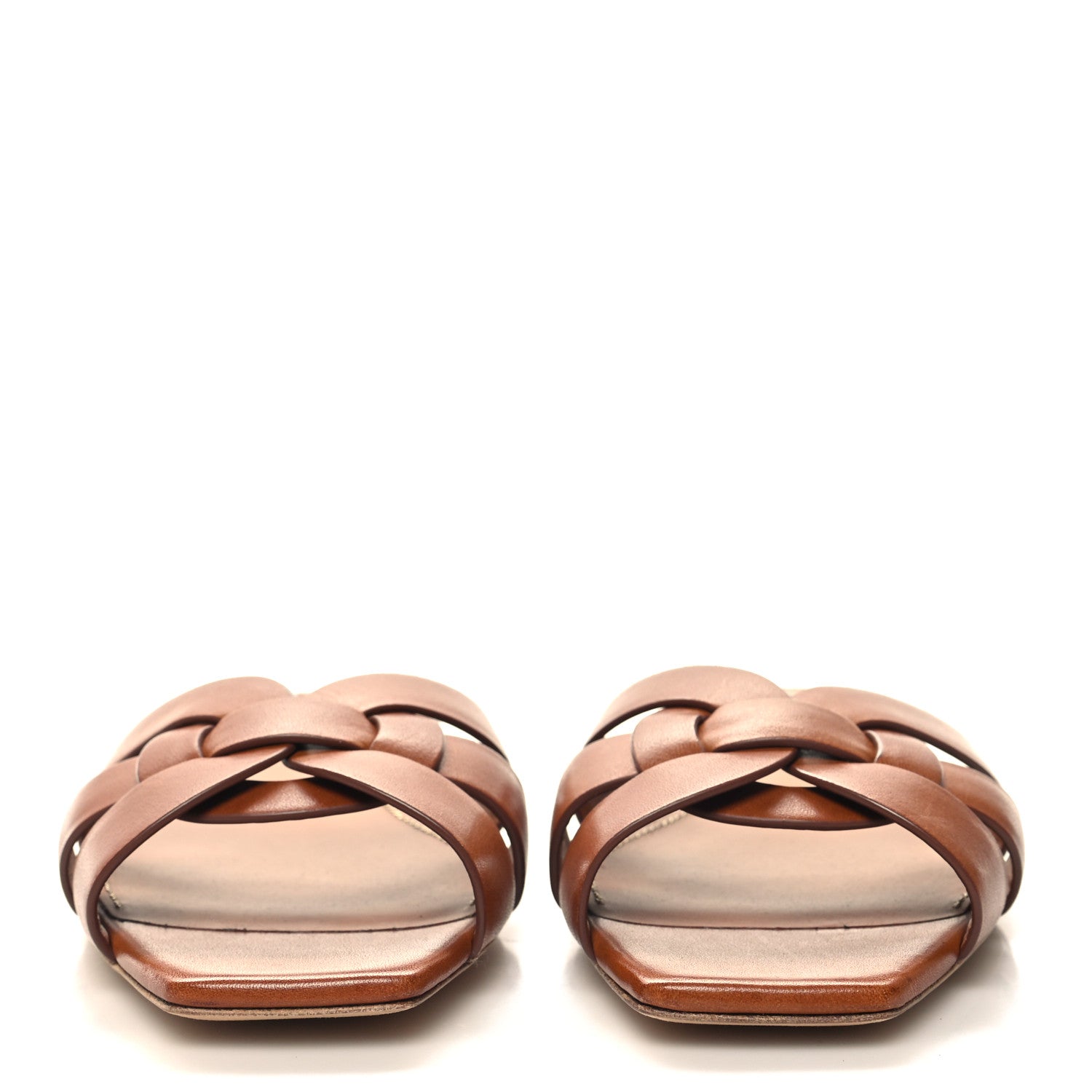 Saint Laurent Calfskin Tribute 05 Slide Sandals 37 Amber 2 of 9