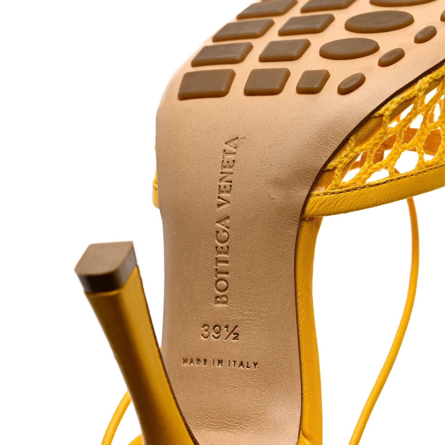 Mesh Nappa Stretch Ankle Tie Sandals 39.5 Egg Yolk