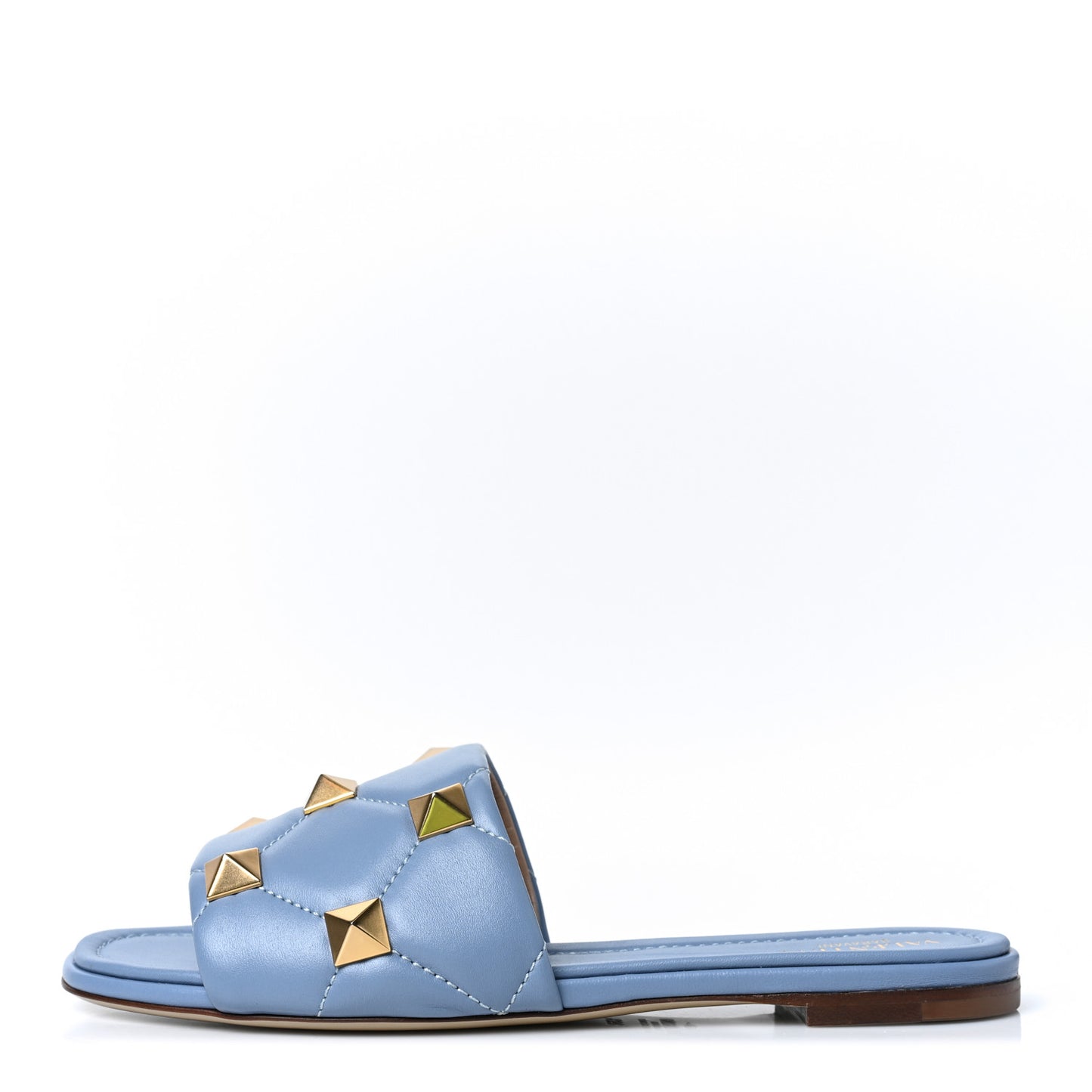 Nappa Roman Stud Flat Slide Sandals 39.5 Niagara