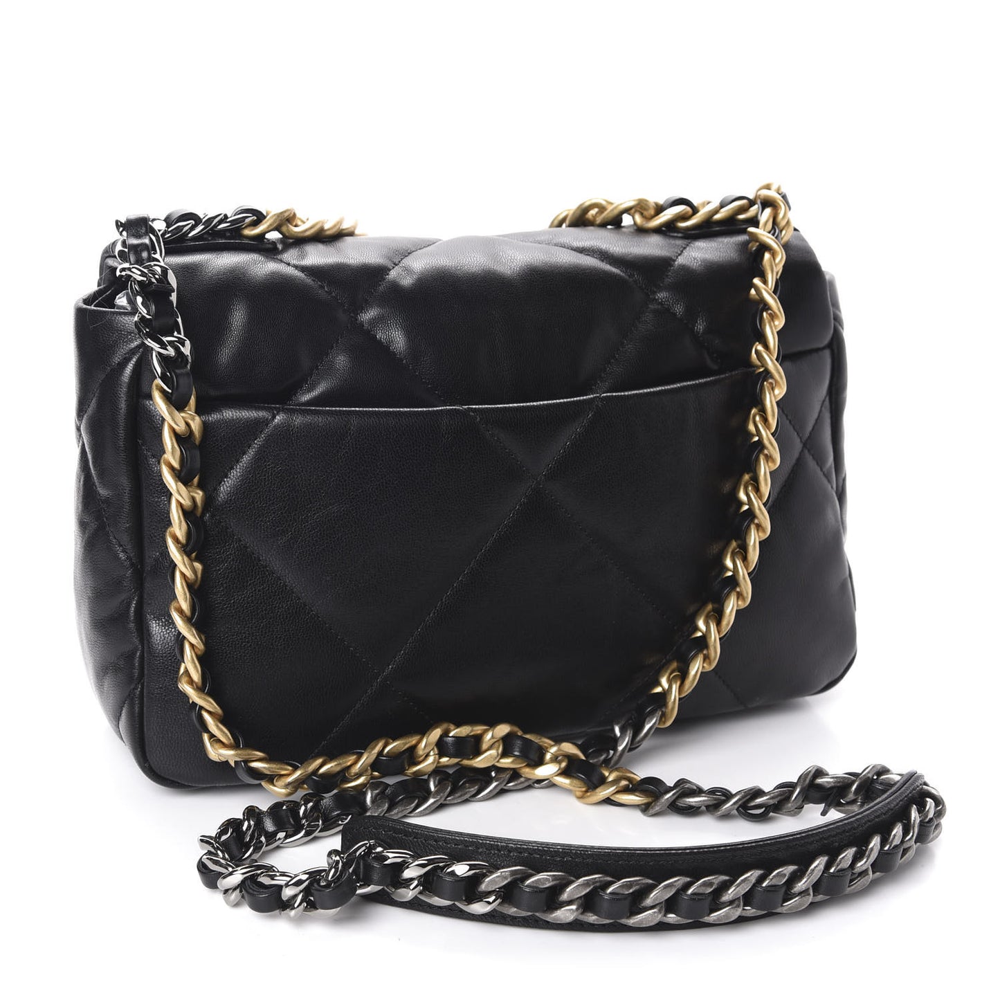 Goatskin Quilted Medium 19 Flap Black
