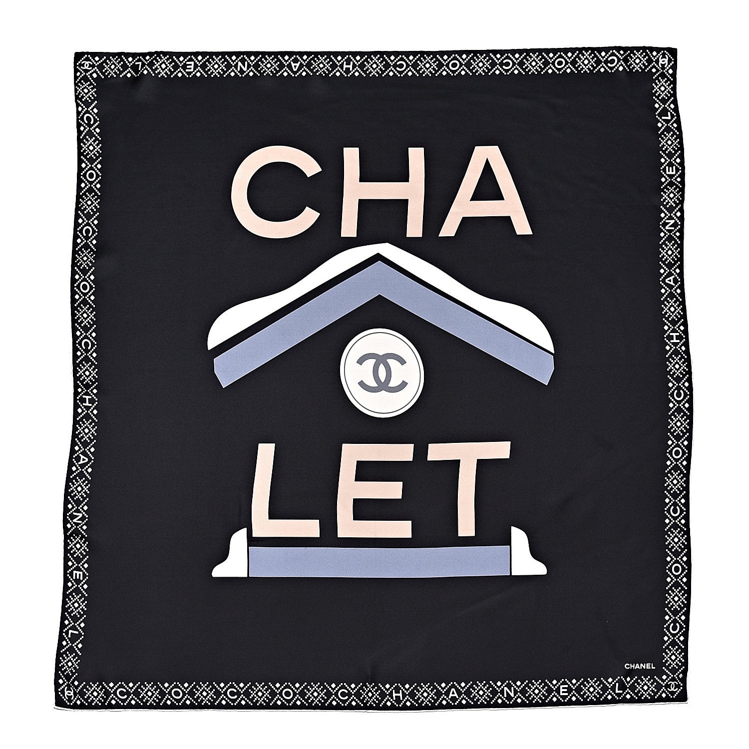 Chanel Silk Chalet Square Scarf Black 1 of 4