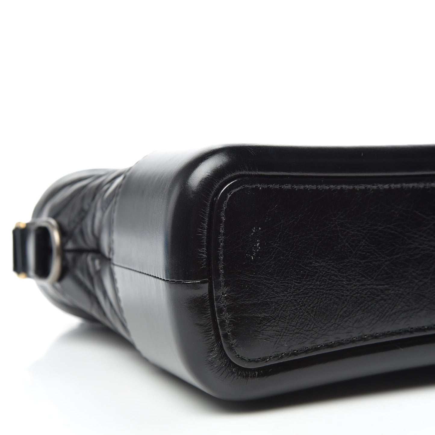 Aged Calfskin Chevron Quilted Medium Gabrielle Hobo Black