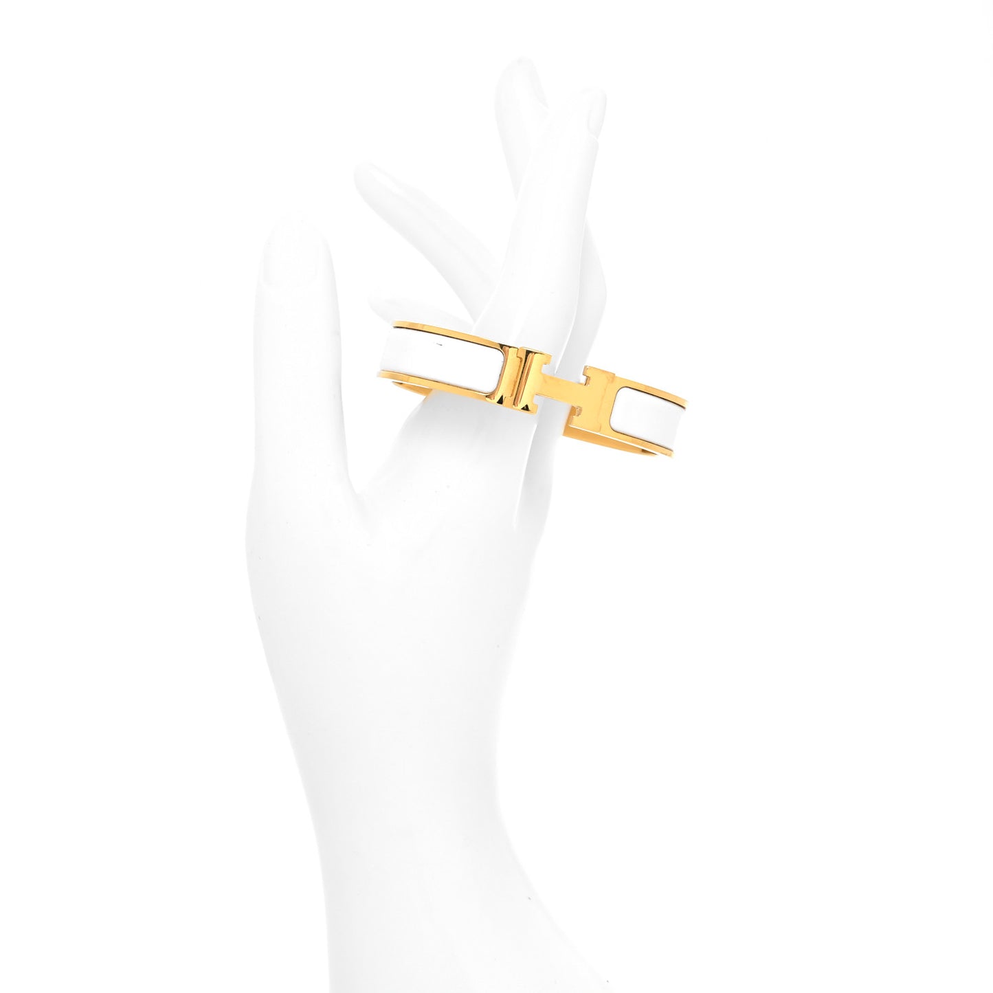 Enamel Narrow Clic Clac H Bracelet PM White