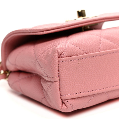 Chanel Caviar Quilted Nano Coco Handle Clutch With Chain Pink 9 of 10