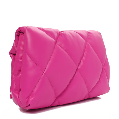 Balenciaga Nappa Calfskin Quilted Touch B Puffy Clutch Fuchsia 3 of 10