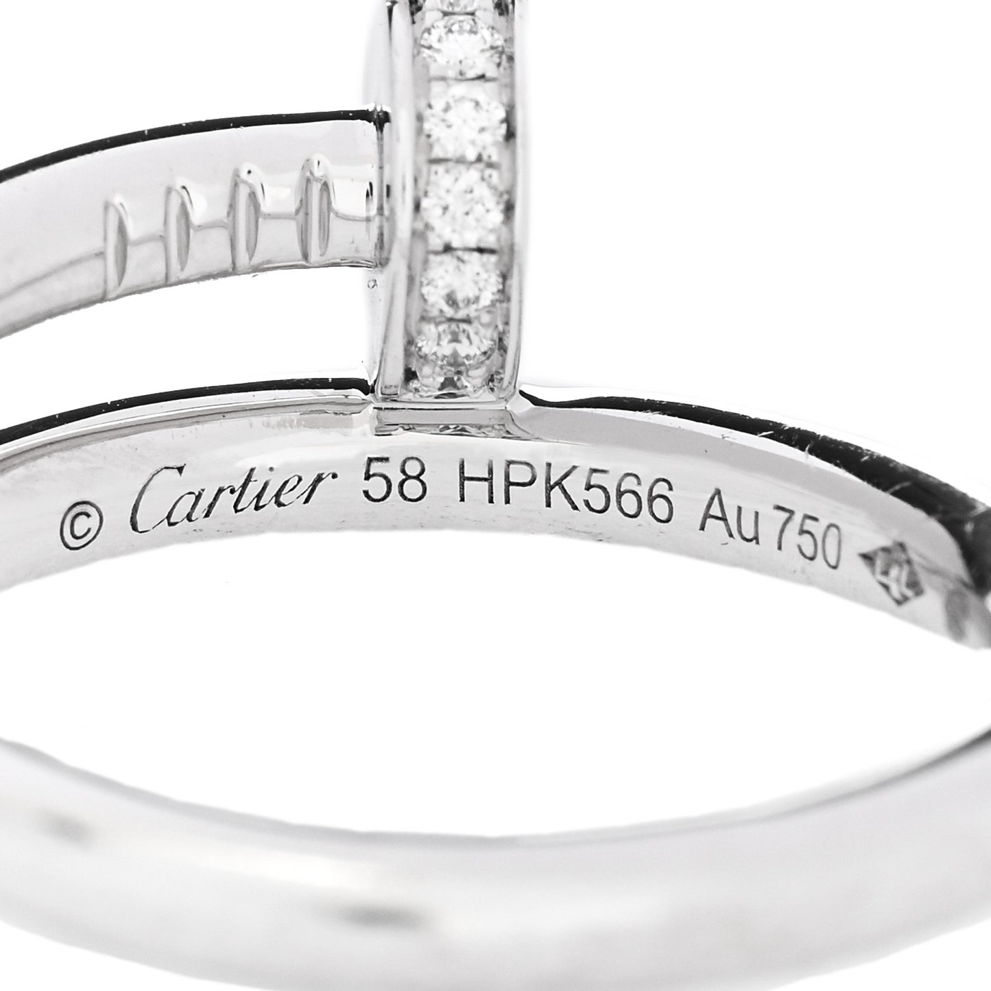 18K White Gold Diamond Juste Un Clou Ring 58 8.25