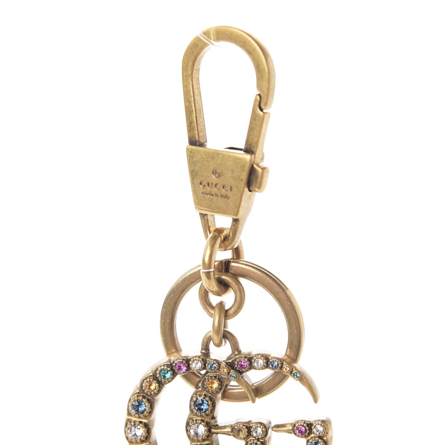 Gucci Metal Interlocking GG Crystal Key Charm Gold 3 of 4