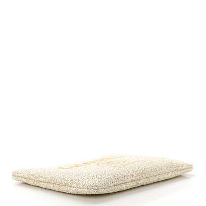 Chanel Woven Straw Raffia Medium Deauville Cosmetic Pouch Ivory 4 of 8