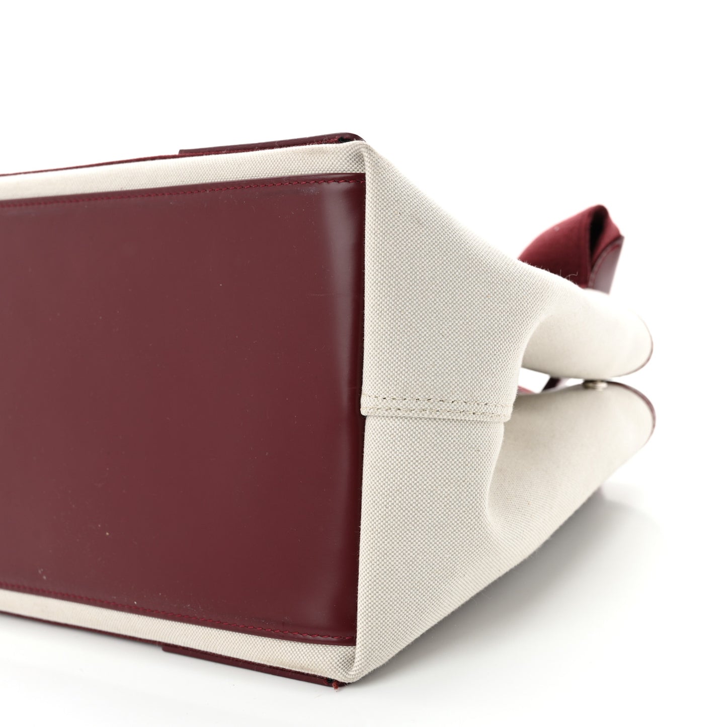 Cotton Canvas Calfskin S Navy Cabas Natural Burgundy