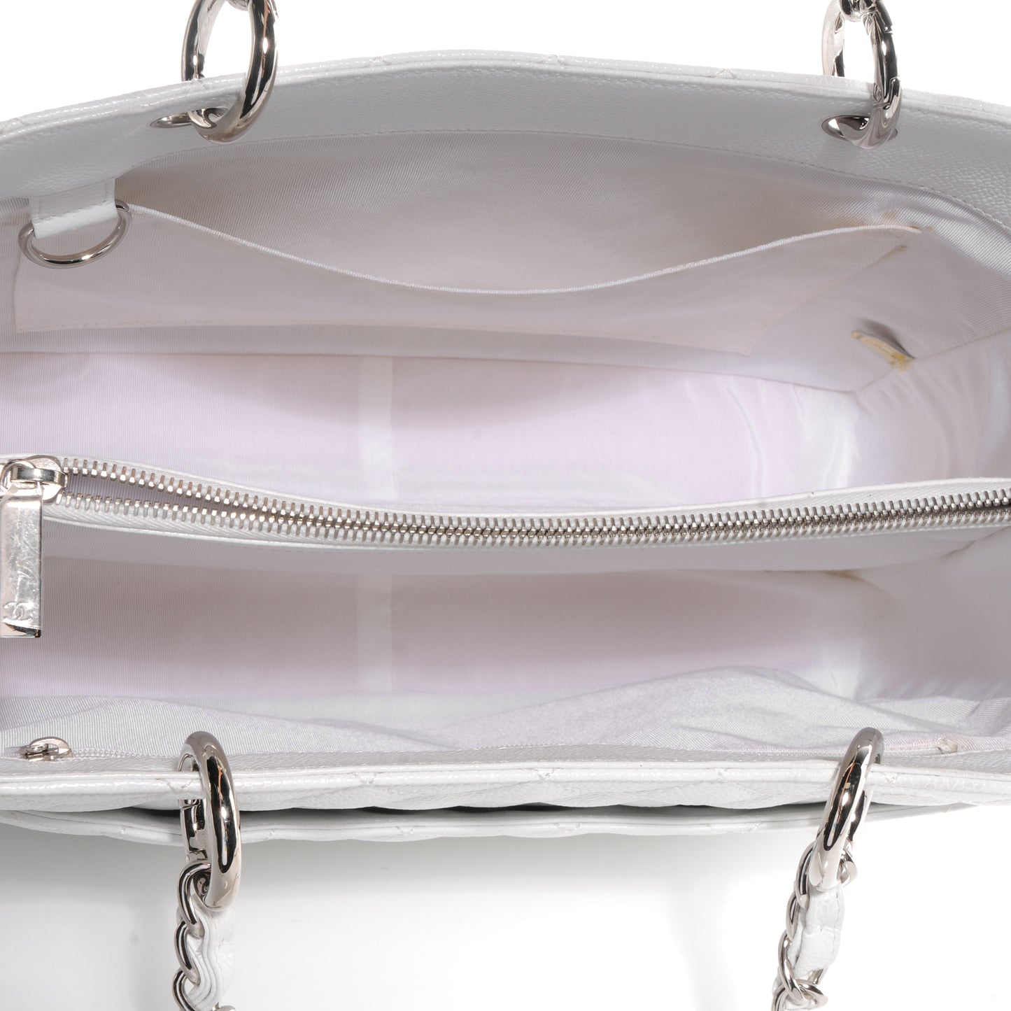 Caviar Quilted Grand Shopping Tote GST White