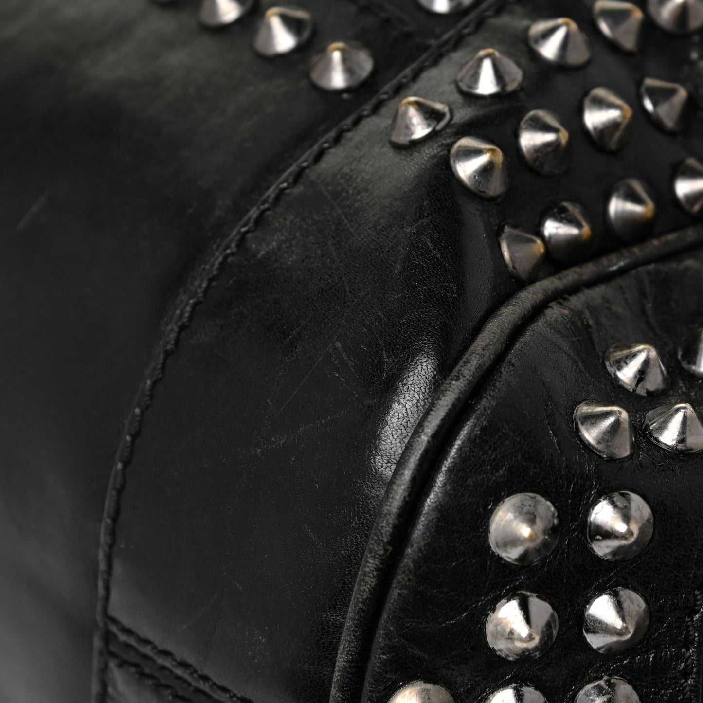 Lambskin Studded Small Edenham Satchel Black