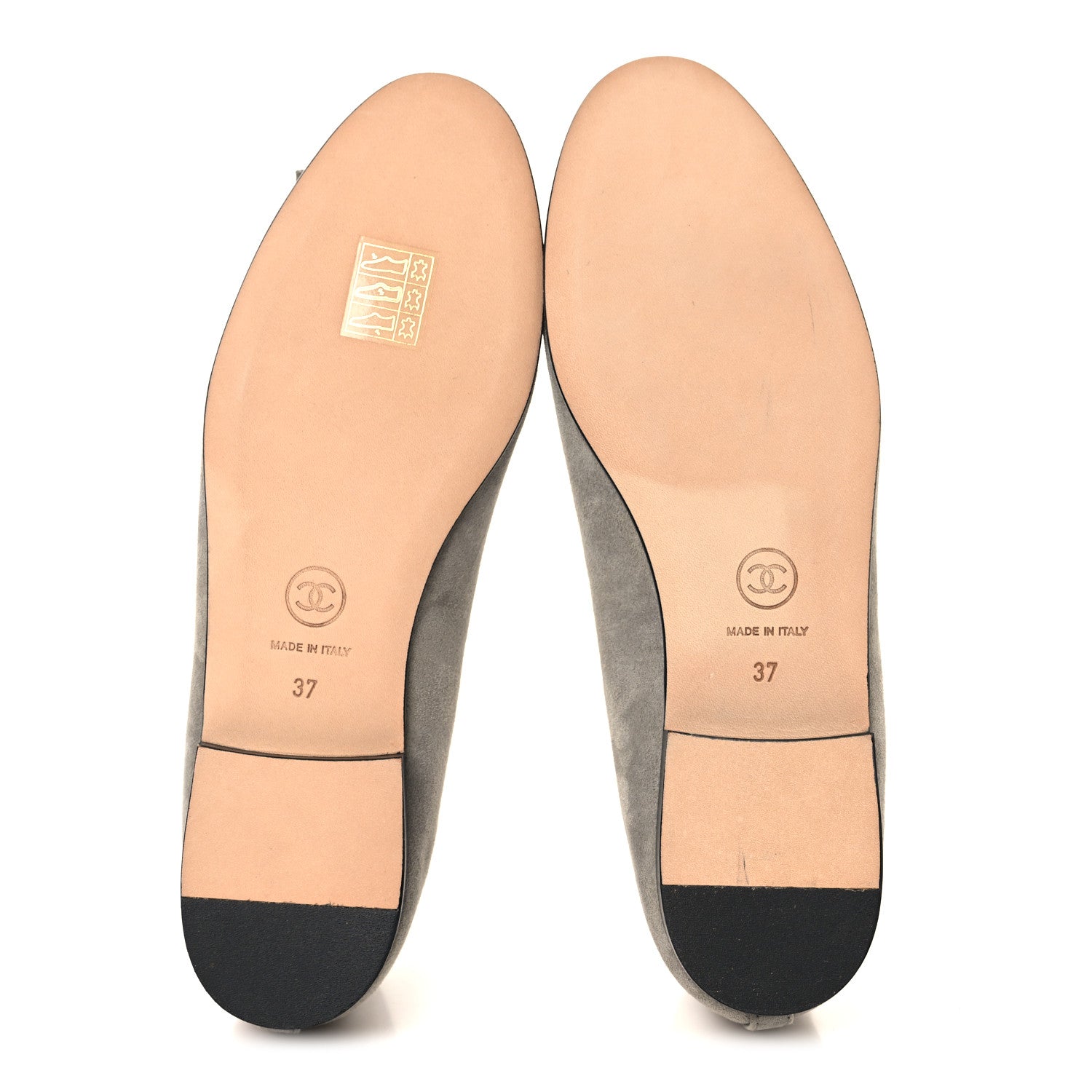 Chanel Suede Lambskin Cap Toe CC Ballerina Flats 37 Dark Grey Black 6 of 10