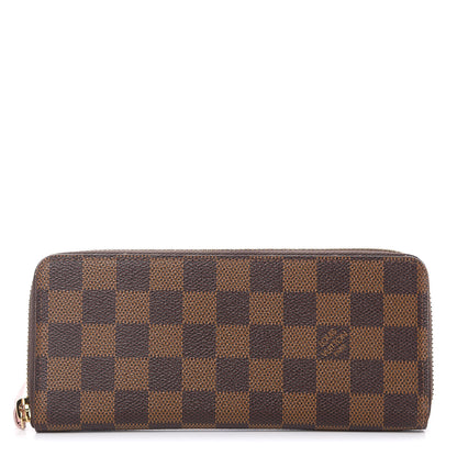 Louis Vuitton Damier Ebene Clemence Wallet Rose Ballerine 1 of 10