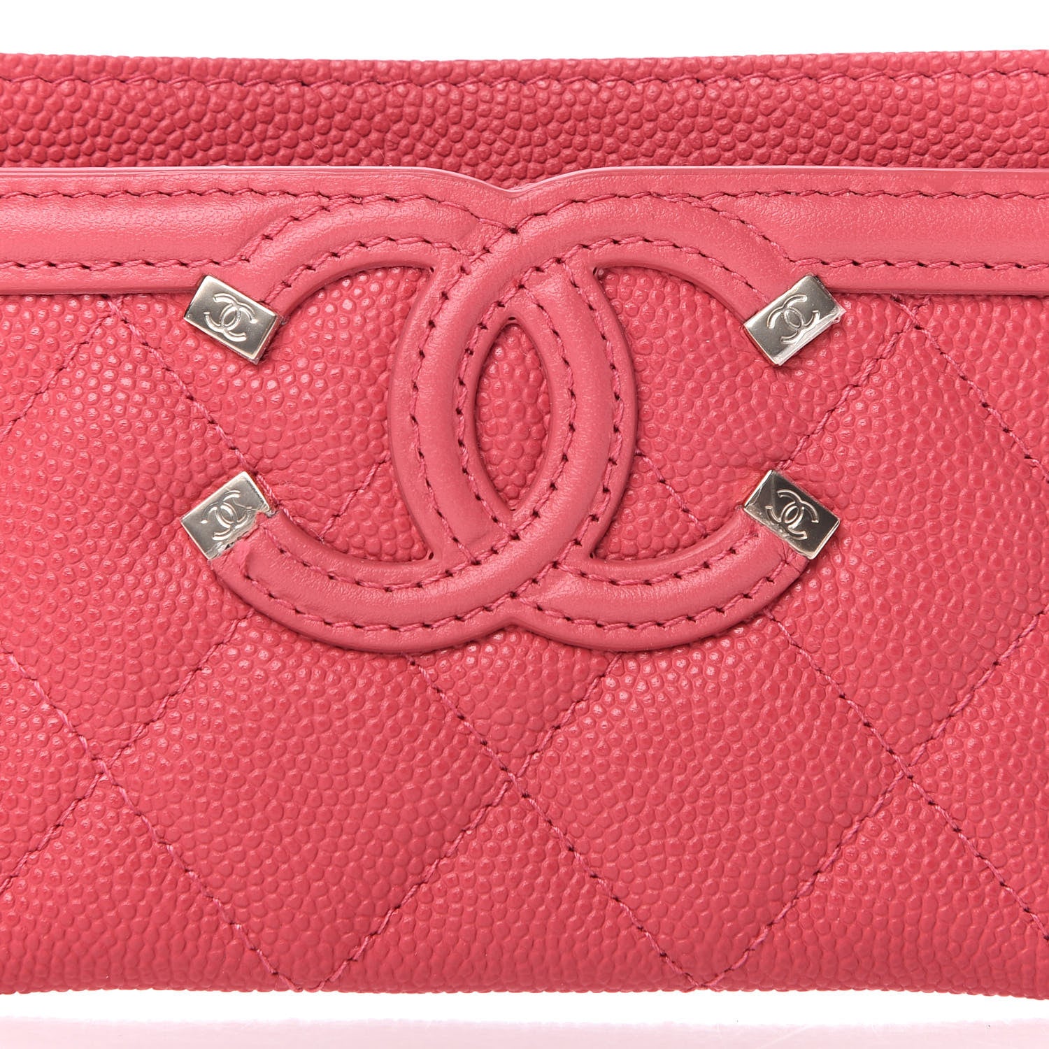 Chanel Caviar Quilted Filigree Card Holder Pink 11 of 11