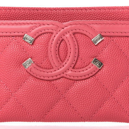 Chanel Caviar Quilted Filigree Card Holder Pink 11 of 11