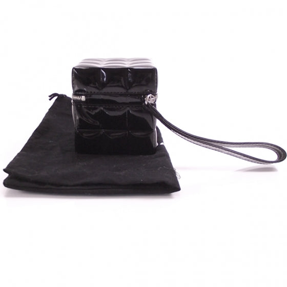 Chanel Patent Camelia Rubiks Cube Wristlet Black 2 of 9