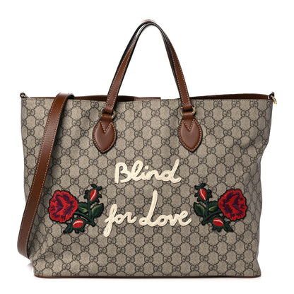Gucci Soft GG Supreme Monogram Blind For Love Embroidered Medium Crossbody Tote Beige Tuscany Multicolor 1 of 20