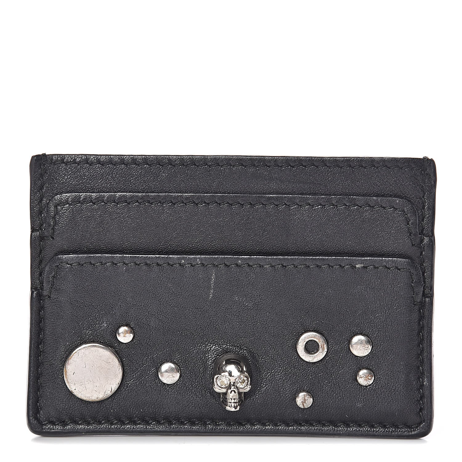 Alexander McQueen Calfskin Studded Skull Card Holder Black 1 of 10