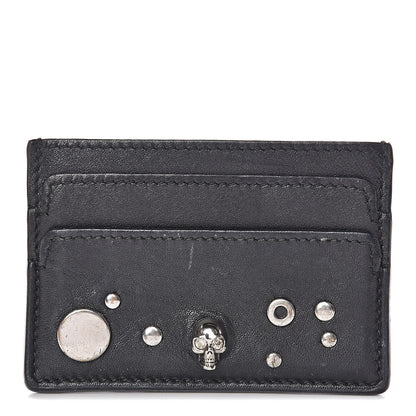 Alexander McQueen Calfskin Studded Skull Card Holder Black 1 of 10