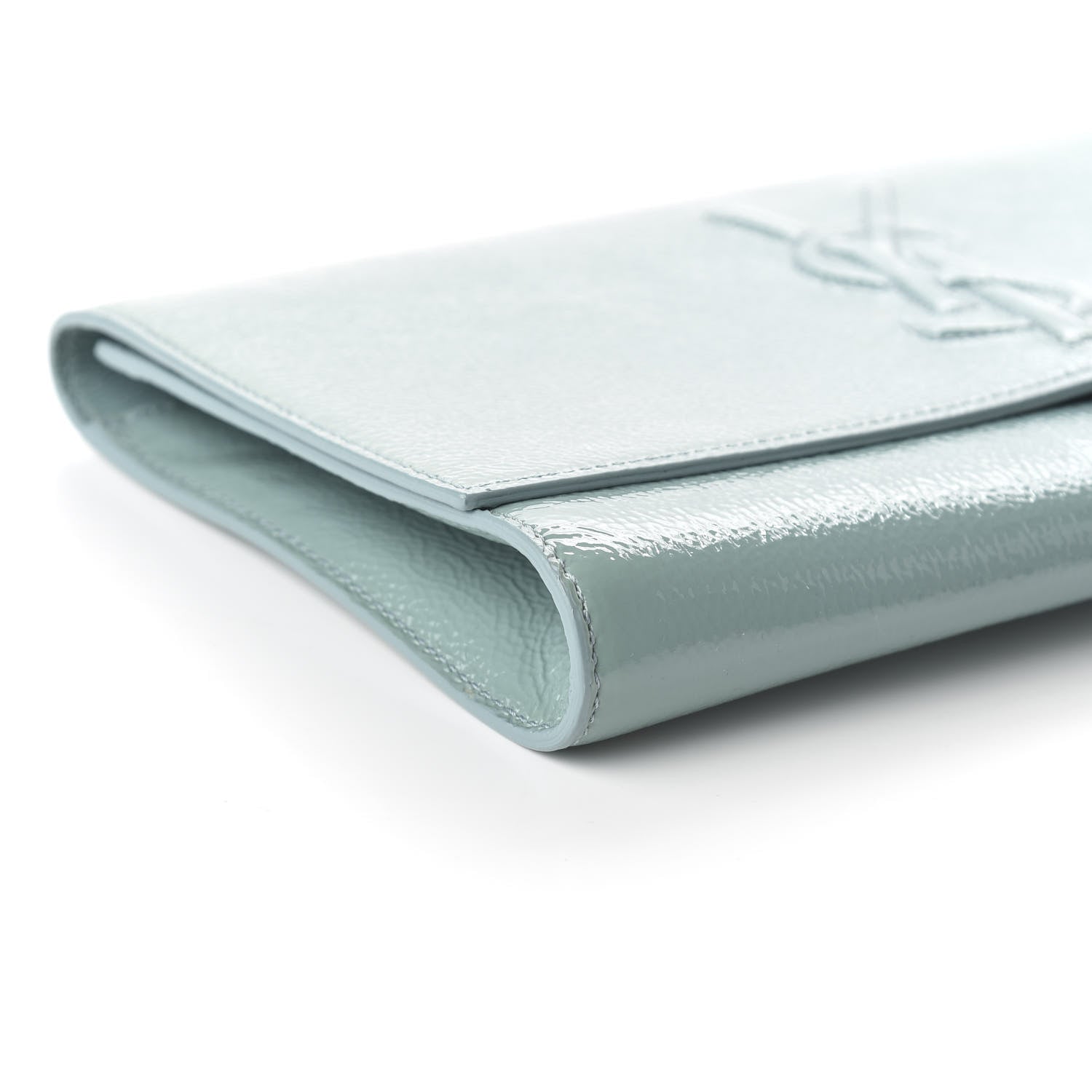 Saint Laurent Textured Patent Large Belle De Jour Clutch Light Blue 6 of 11