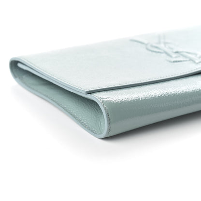 Saint Laurent Textured Patent Large Belle De Jour Clutch Light Blue 6 of 11