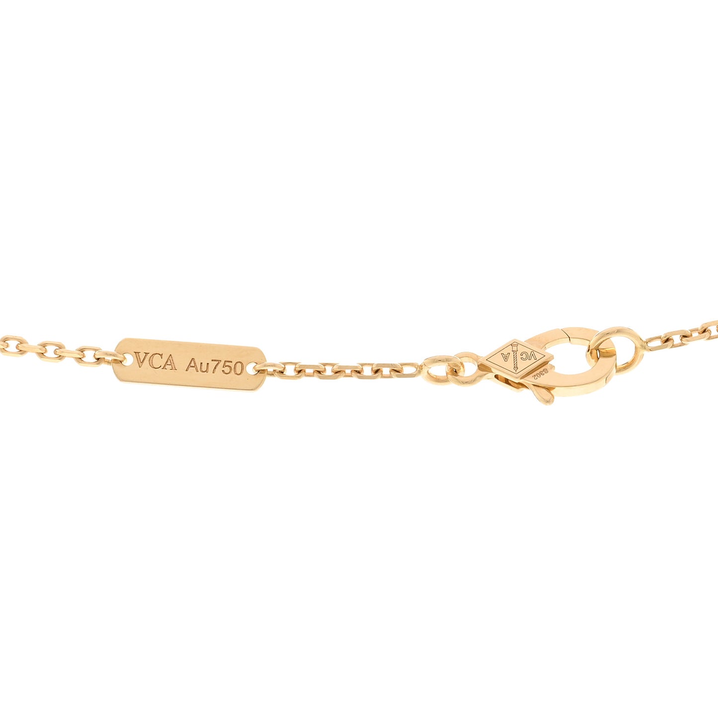 18K Yellow Gold Tiger Eye Vintage Alhambra Pendant Necklace