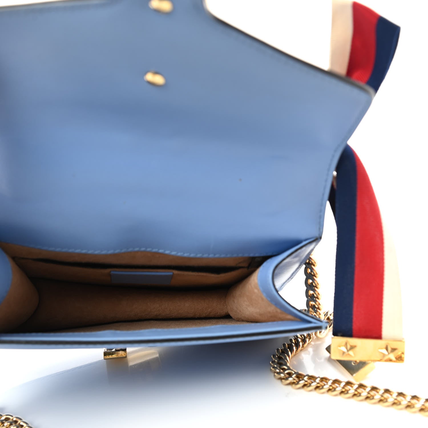 Gucci Calfskin Mini Sylvie Chain Shoulder Bag Clear Sky Blue 5 of 17