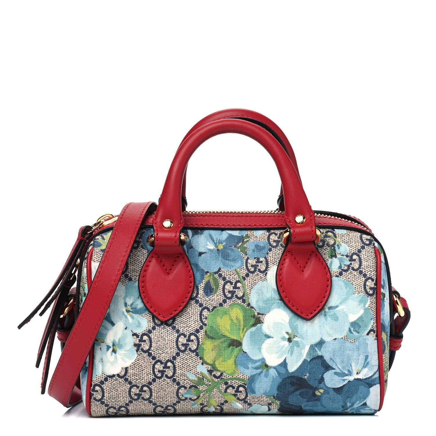 Gucci GG Supreme Monogram Blooms Mini Boston Navy Blue Hibiscus 1 of 6