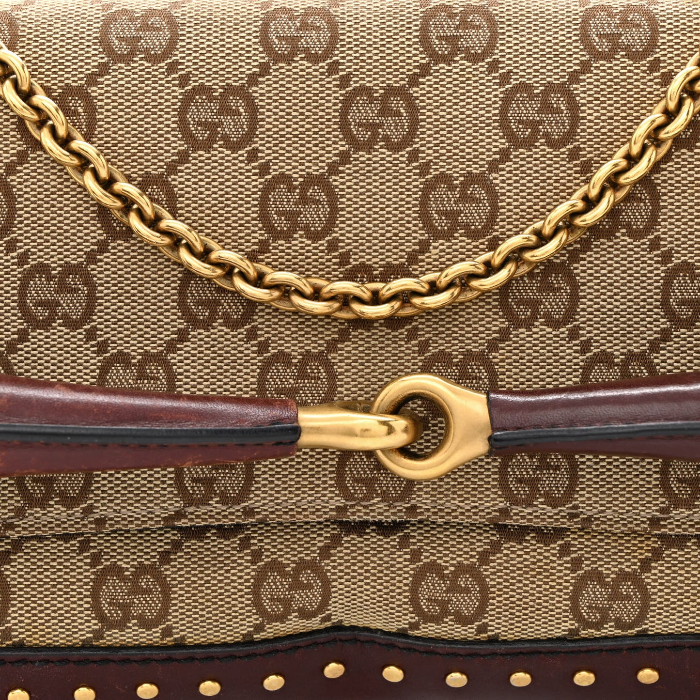 Monogram Studded Horsebit Clutch Bordeaux