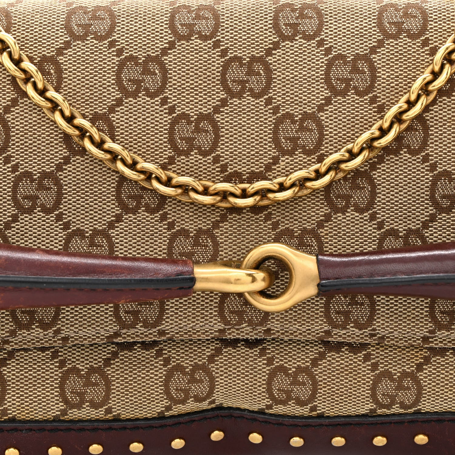 Gucci Monogram Studded Horsebit Clutch Bordeaux 8 of 17