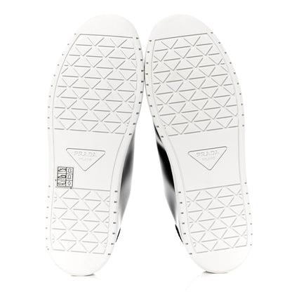 Prada Spazzolato Rois Triangle Womens Downtown Low Top 30mm Sneakers 40 Black White 5 of 9