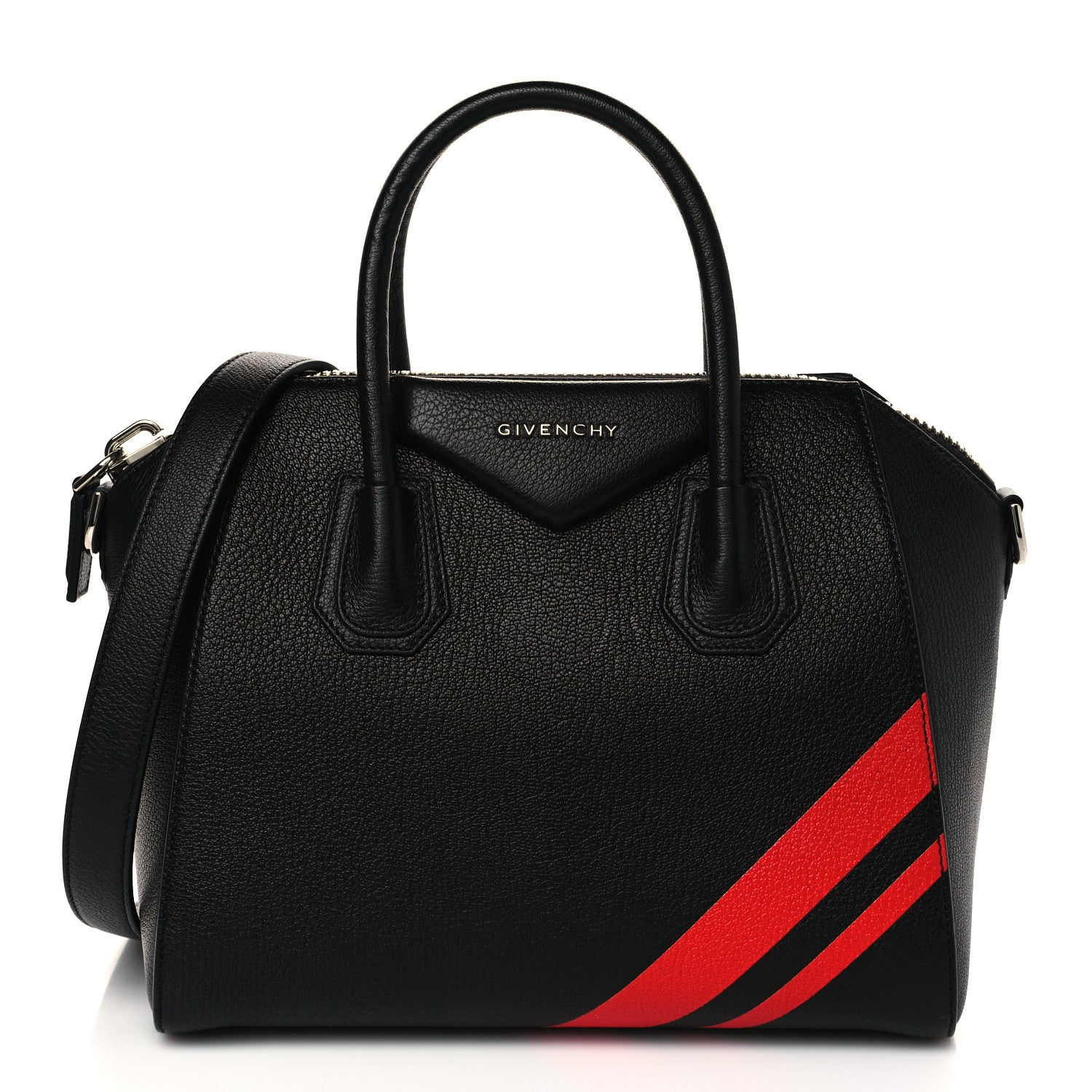 Givenchy Sugar Goatskin Striped Small Antigona Black Red 1 of 7