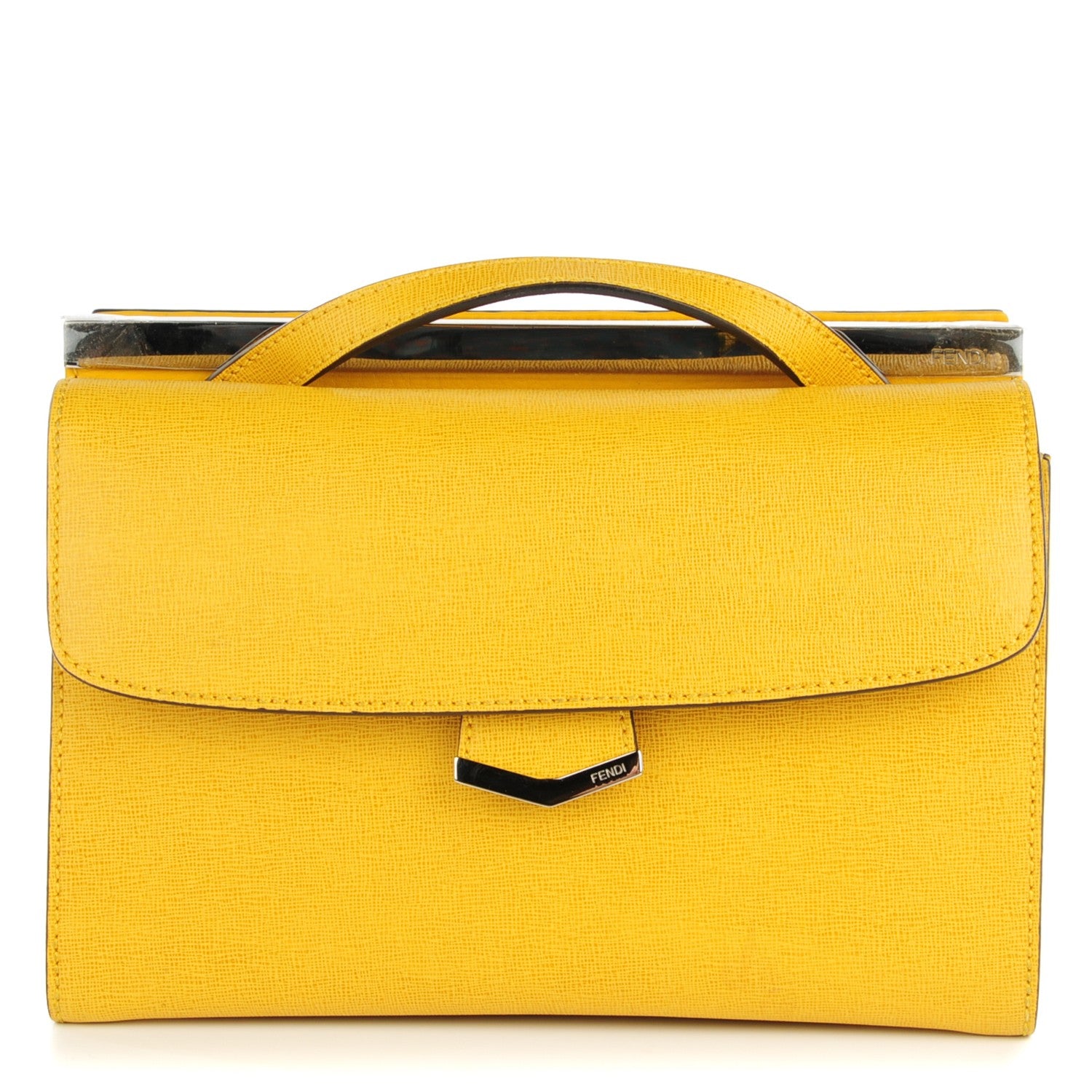 Fendi Vitello Elite Flamingo Mini Demi Jour Shoulder Bag Mustard 1 of 7