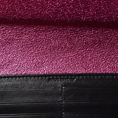 Saint Laurent Metallic Crackled Calfskin Matelasse Chevron Monogram Flap Wallet Fuchsia 6 of 9