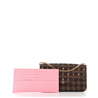 Louis Vuitton Damier Ebene Studded Pochette Felicie Chain Wallet 1 of 15