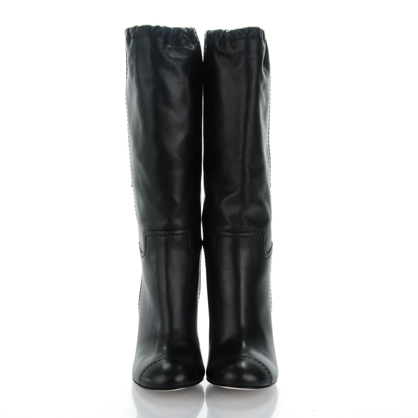 Lambskin Beaded CC Wedge Boots 37.5 Black