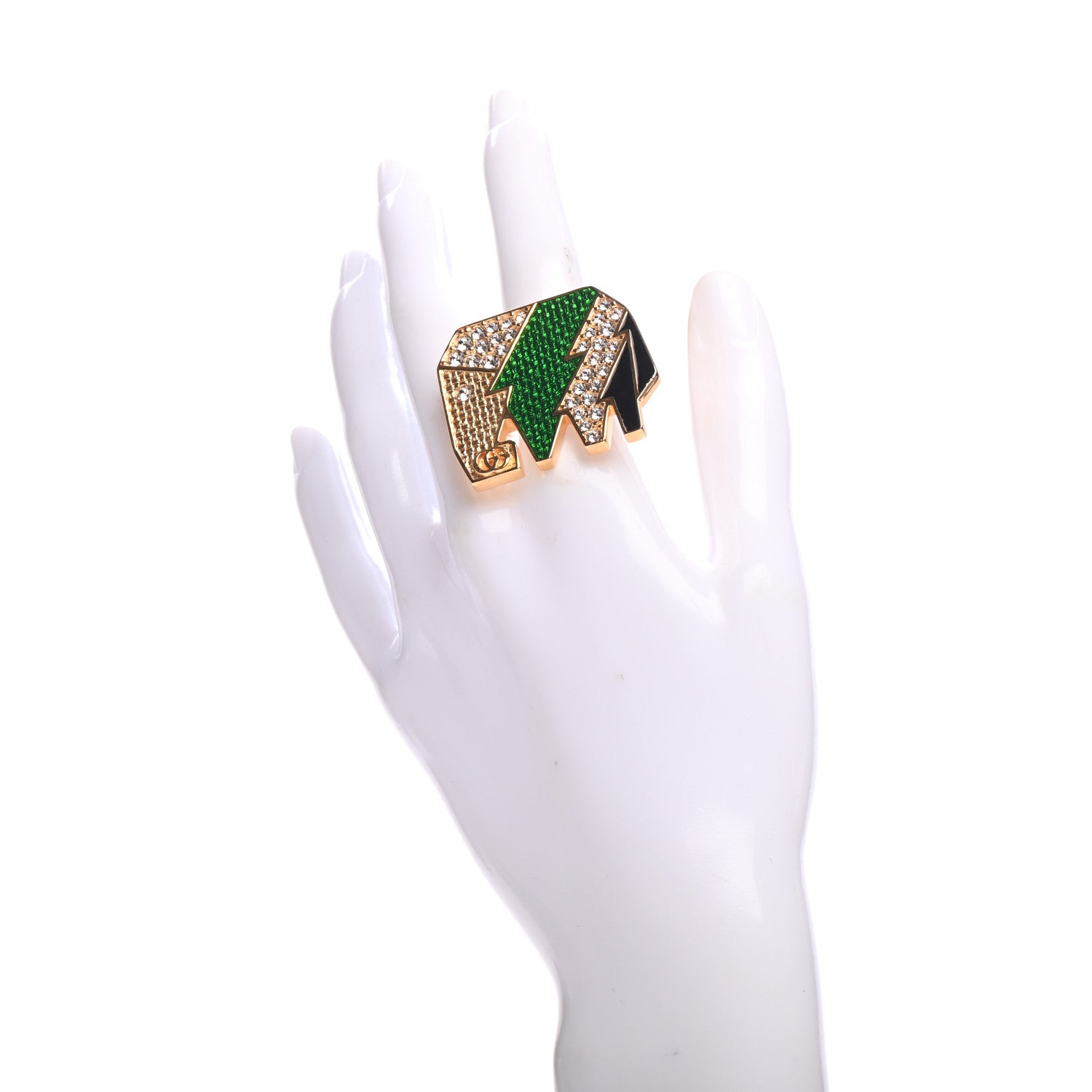 Gucci Metal Crystal Enamel Elephant Ring S Gold Multicolor 2 of 6