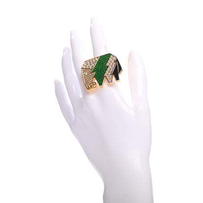 Gucci Metal Crystal Enamel Elephant Ring S Gold Multicolor 2 of 6
