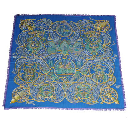 Hermes Cashmere Silk La Charmante Aux Animux Fringed Scarf 90 2 of 6