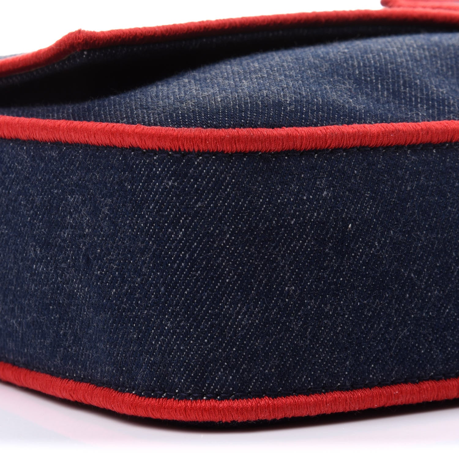 Fendi Denim Large Baguette Blue Rosso 13 of 16