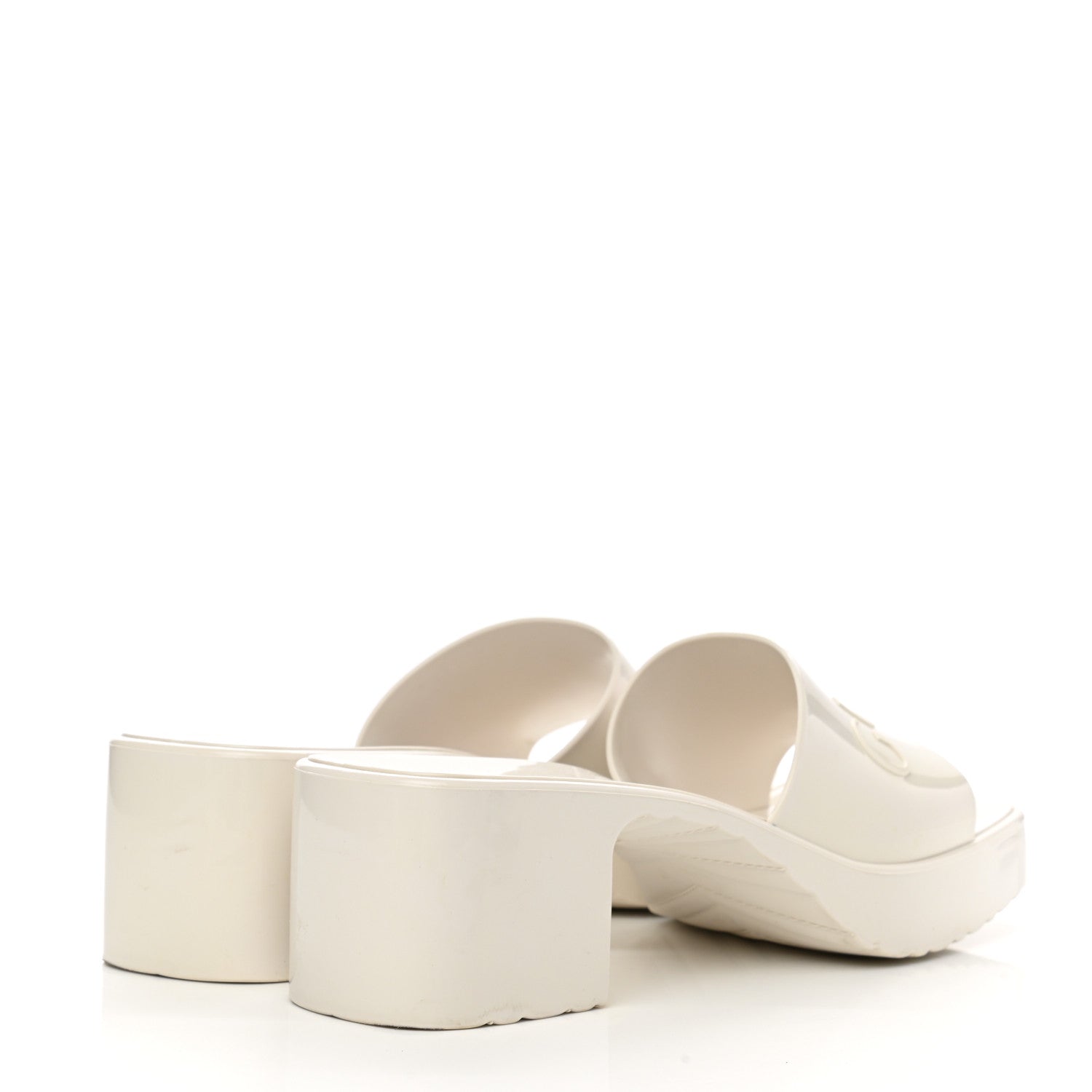 Gucci Rubber Gucci Logo Womens Platform 20/60mm Slide Sandals 37 Mystic White 2 of 9