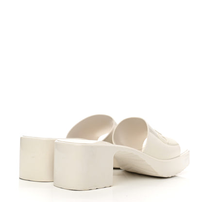 Gucci Rubber Gucci Logo Womens Platform 20/60mm Slide Sandals 37 Mystic White 2 of 9