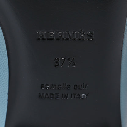 Hermes Goatskin Rivoli Mules 37.5 Bleu Dorset 7 of 8