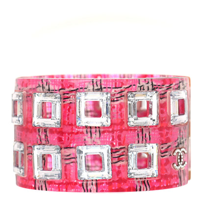 Chanel Resin Crystal Baguette Geometric CC Cuff Hot Pink 1 of 3