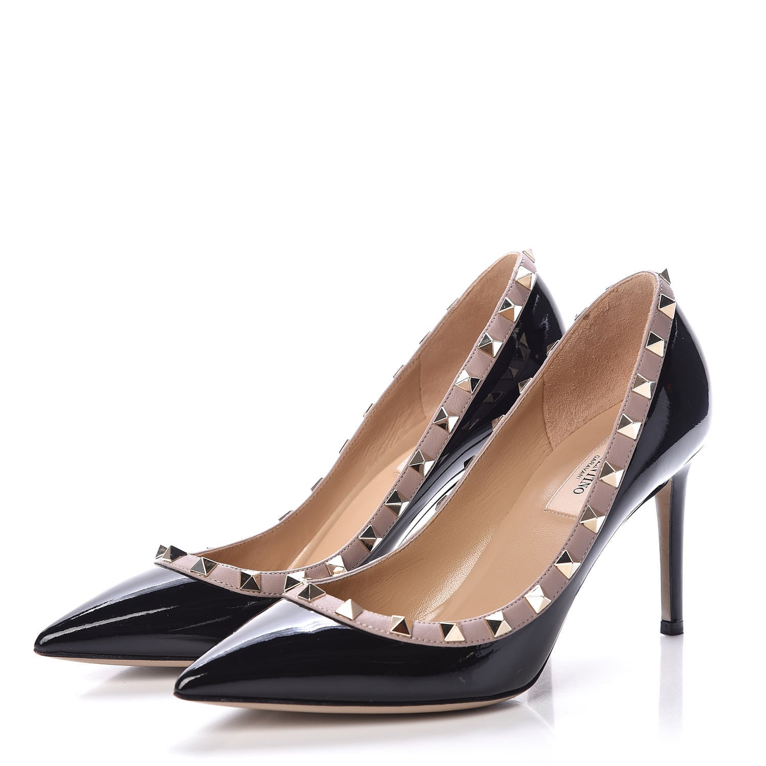 Valentino Garavani Patent Rockstud 85mm Pumps 37.5 Black Poudre 3 of 7